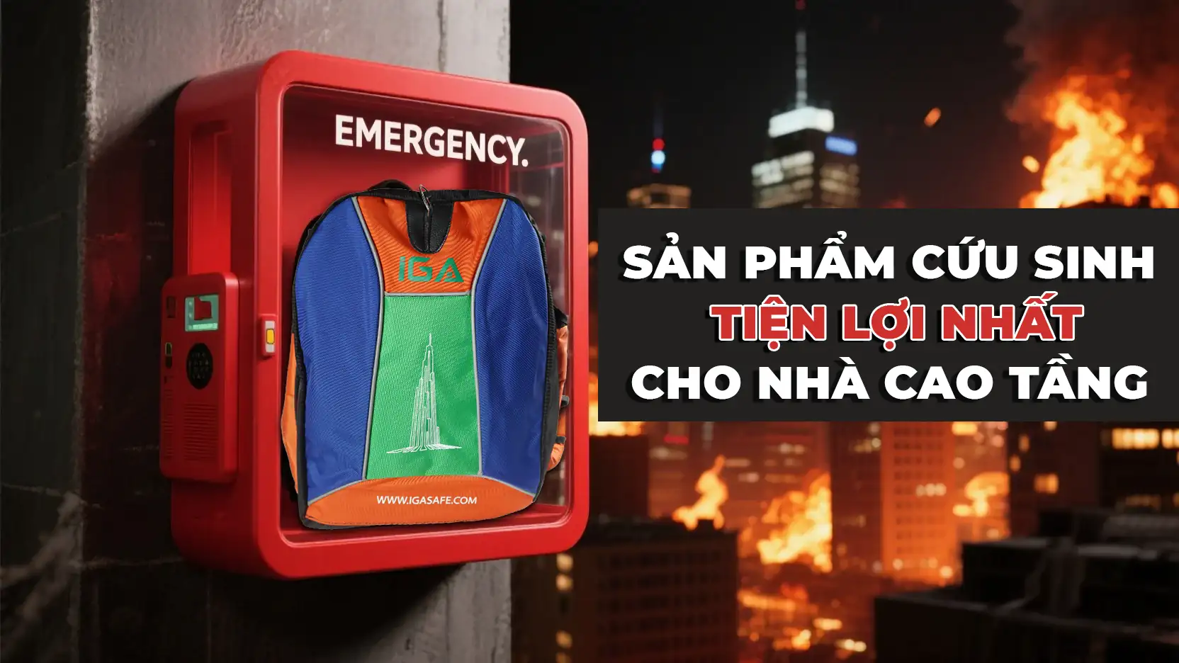 Balo cứu hộ IGA-SAFE trong hộp khẩn cấp màu đỏ